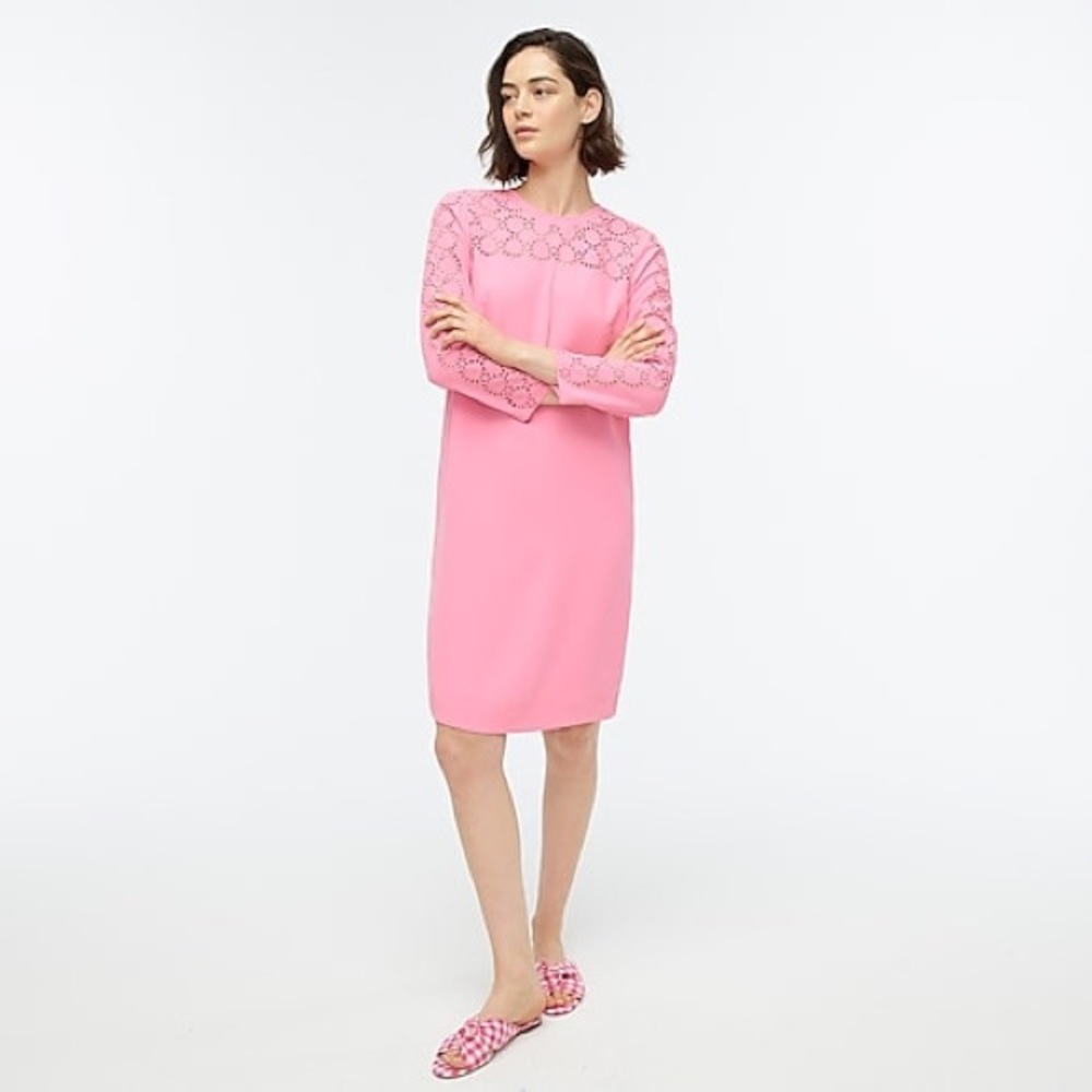 J.Crew Laser-cut eyelet dress in 365 crepe